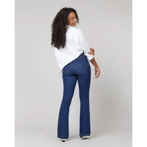 Spanx Denim Flare Jeans Full Length High Rise Waisted Vintage Retro Bell Bottoms - Picture 2 of 12